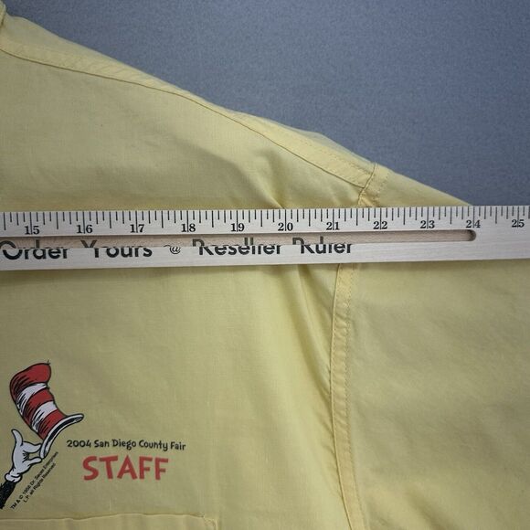 2004 Dr Seuss San Diego County Fair Staff Button Up Shirt Yellow Mens XL USA VTG - Picture 4 of 6